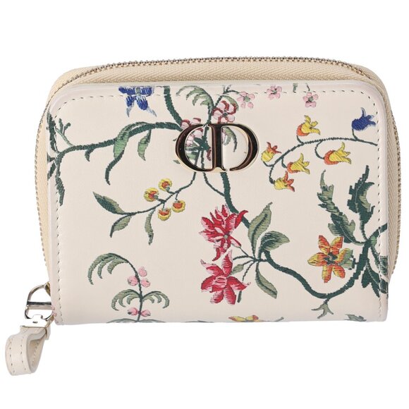 Christian Dior Caro Bifold Wallet Bifold Cream Multi Leather Floral - Picture 1 of 7
